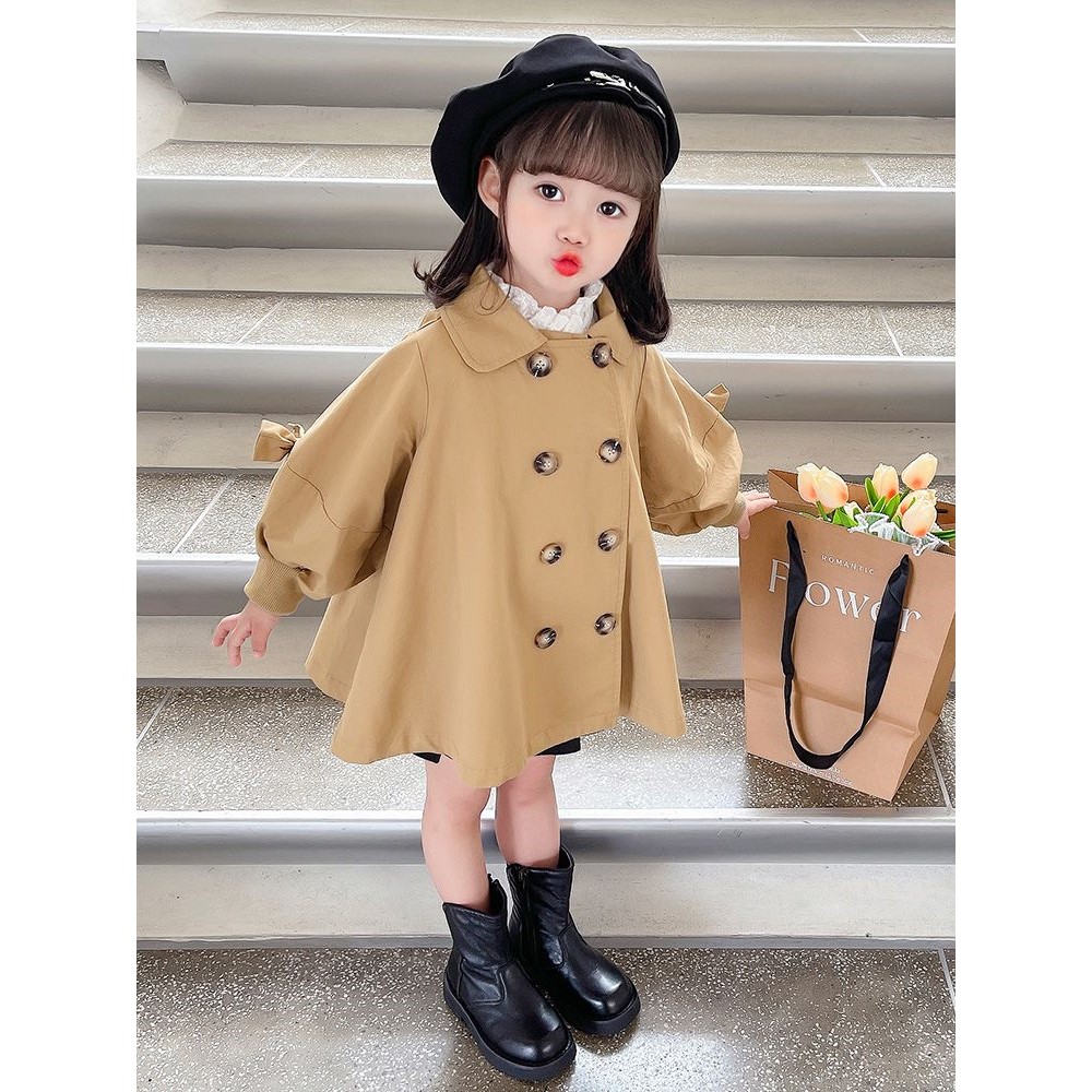 女童外套秋季2023新款儿童洋气中长款风衣女宝宝时髦韩系网红衣服