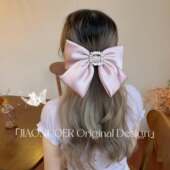 轻奢缎面超大蝴蝶结发夹后脑勺弹簧夹手工法式 璀璨臻礼 发饰