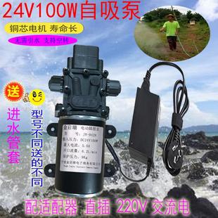 24V100W微型增压泵自吸抽水高压隔膜泵220V水泵小型直流太阳能