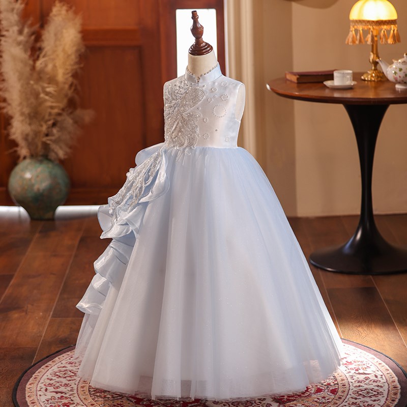 2024新款女童礼服小主持人走秀钢琴古筝演出服儿童中国风公主裙夏