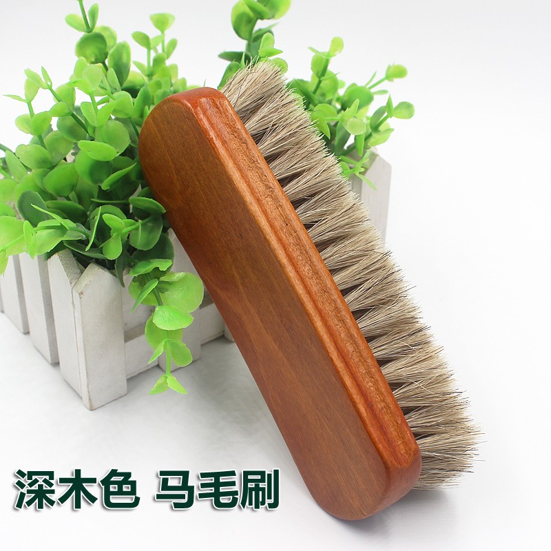 包邮精品浅色大毛刷马毛马鬃毛原木鞋刷子抛光刷鞋油除灰尘刷核桃