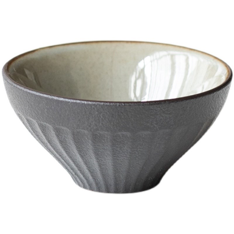 黑陶品茗杯陶瓷功夫茶具茶杯普洱单杯个人杯禅意竖纹小茶碗斗笠杯