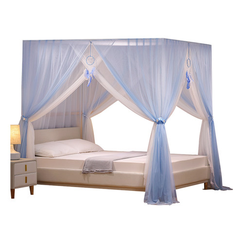 家用1.8米床蚊帐双层加密加厚支架1.5m三开门卧室宫廷落地公主风