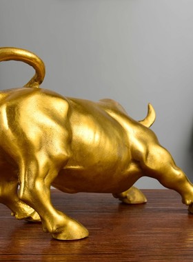 铜牛摆件大号华尔街旺市牛招财镇宅补角铜牛客厅办公室工艺品摆件