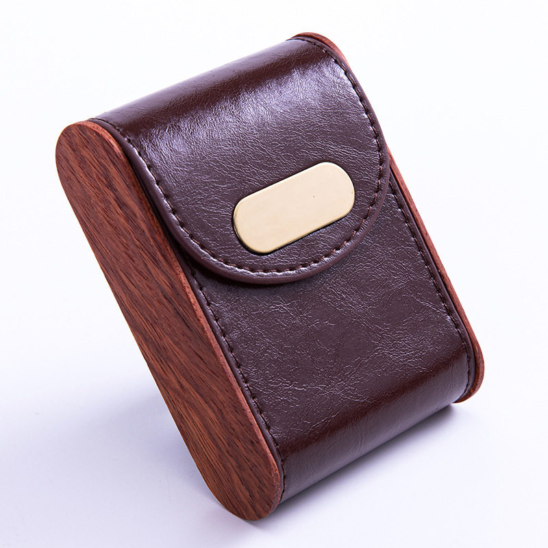 20支装实木烟盒创意皮烟盒男士便携式时尚个性烟盒子收纳盒烟具
