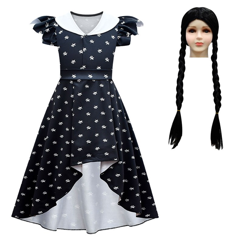 星期三同款黑色校服洋装子女童亚当斯一家衣服COS服装儿童礼服