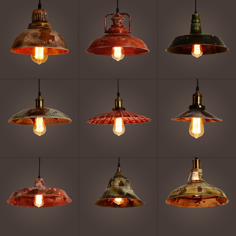 美式怀旧工业风复古铁艺loft酒吧台创意个性咖啡餐厅单头锅盖吊灯
