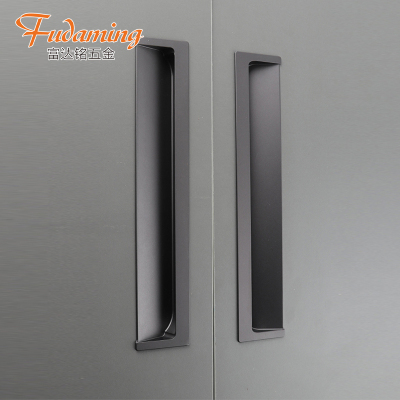 富达铭灰色抽屉嵌入式暗扣拉手大门把手槽移门拉手