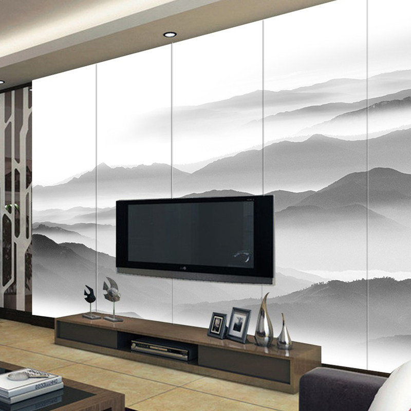 热卖新壁画硬包背景墙鸟山水水墨软包电视沙发床客厅酒店