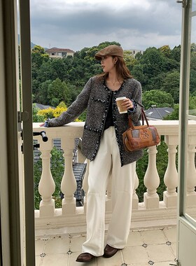 NAZ那子大码 全棉斜纹春季宽松神裤胖mm时尚阔腿显瘦镰刀型牛仔裤