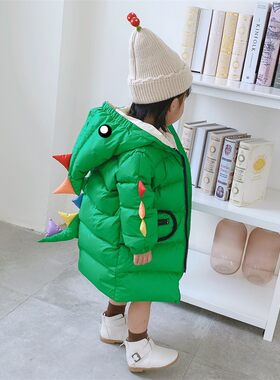 齐跃宝宝羽绒服冬季男女童1-3岁小恐龙中长款小童2加厚保暖外套潮