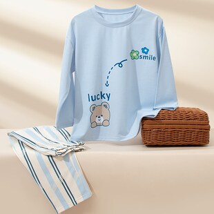 欧童尚2024新款女装睡衣春秋少女中大儿童长袖卡通纯棉家居服套装
