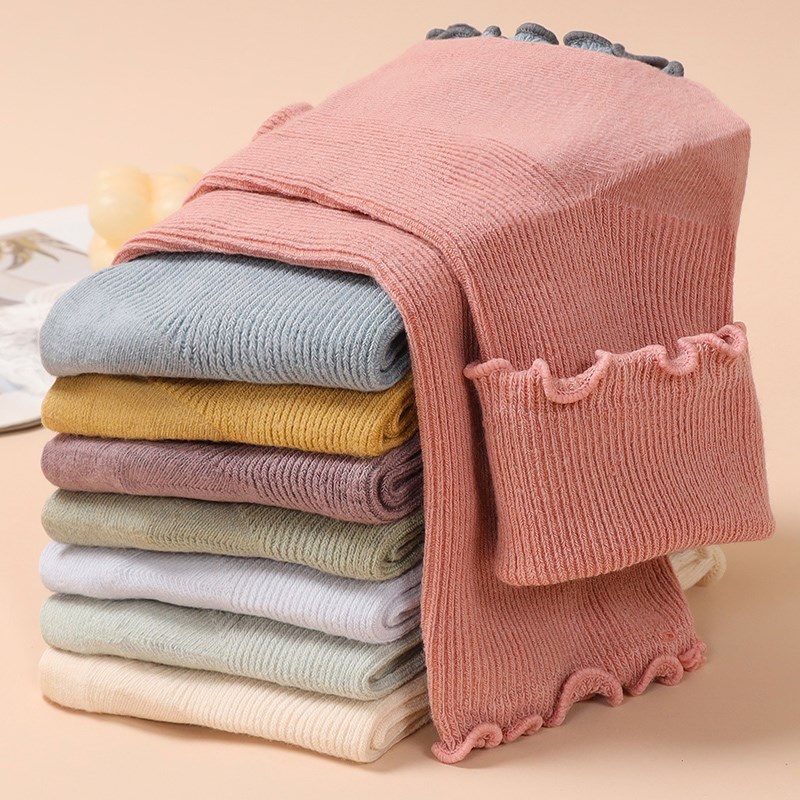 5-10双松口木耳边袜子女花边堆堆袜成人中筒袜棉质夏季棉袜月子袜