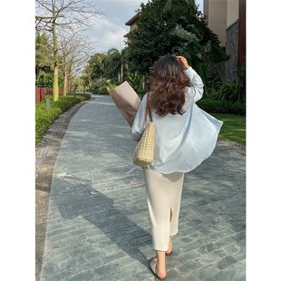 百分百女装 新款 大码 微胖mm妹妹2024夏季 基础百搭薄款 上衣天丝衬衫