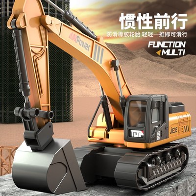 大号合金拖车玩具男孩道路救援平板运输车挖掘机工程汽车儿童卡车