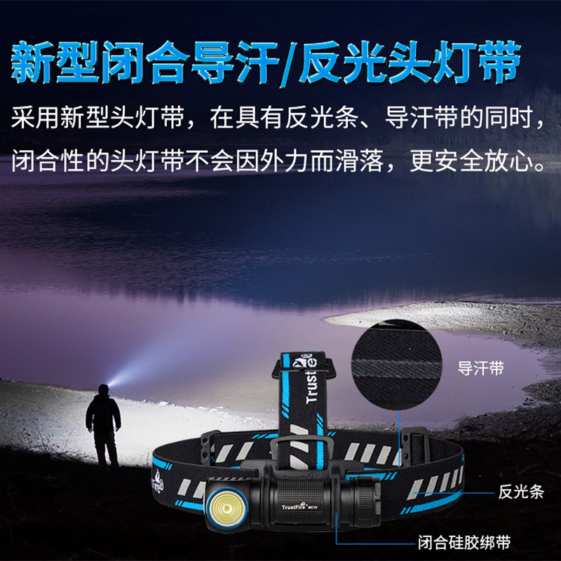 户外爆闪超亮强光灯夜钓头灯充电头戴式手电筒钓鱼超长续航