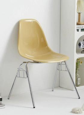 中古轻奢极简餐椅奶油风家用现代靠背椅北欧简约卧室书桌复古椅子