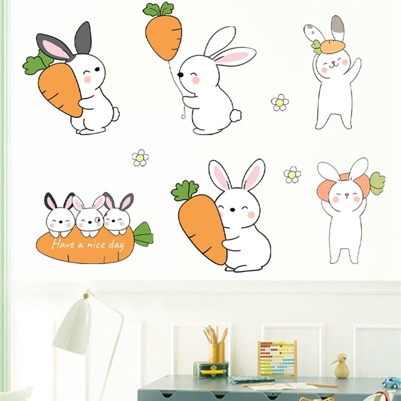 可爱卡通兔子遮丑补洞墙贴儿童房幼儿园墙面装饰贴画自粘防水贴纸,家居饰品,软装墙贴,淘宝优惠券,粉丝福利购,淘宝优惠卷
