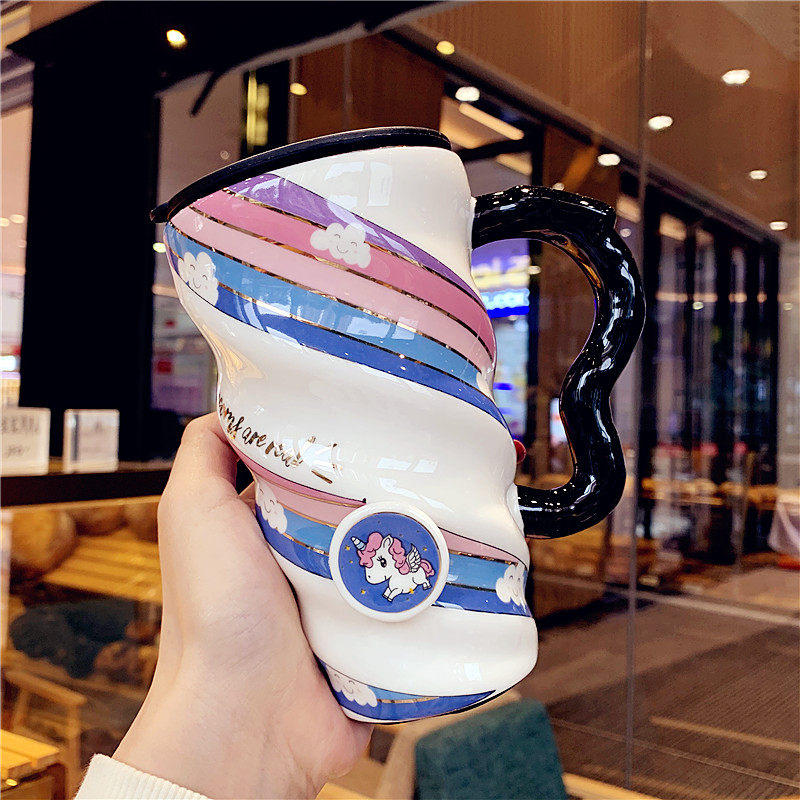 创意个性大容量马克杯网红咖啡带盖陶瓷杯可爱女学生家用喝水杯子,餐饮具,马克杯,淘宝优惠券,粉丝福利购,淘宝优惠卷