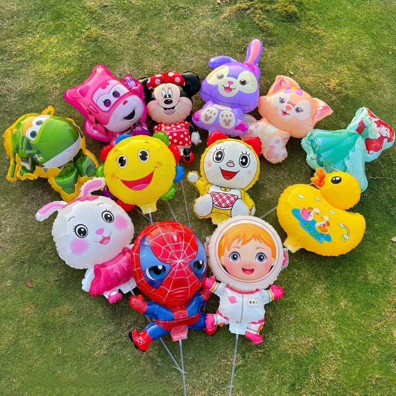 六一儿童节夹片气球带托杆手持气球棒无毒宝宝卡通玩具地推小礼品