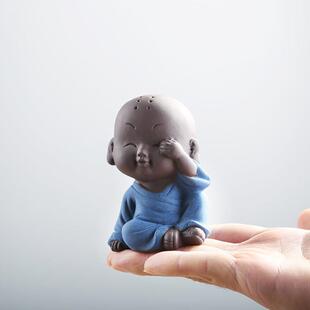 紫砂茶宠三不小和尚茶盘摆件茶玩茶桌卡通装饰品茶具配件可养茶宠