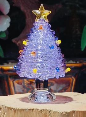 琉璃摆件手工艺品紫色圣诞树礼物淄博博山小家居饰品山东特产装饰