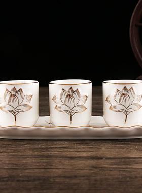 三连供水杯黄色白色三连杯佛堂前供杯圣水杯佛前净水杯贡佛杯子