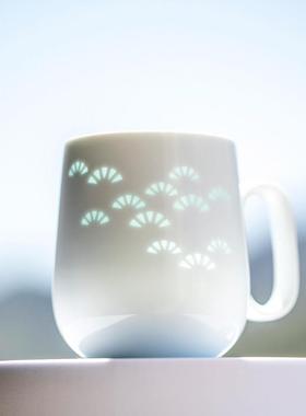 山水间青松玲珑杯高颜值陶瓷马克杯办公室水杯大容量礼品男生礼物