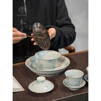 奉茗仿古手繪蘭花蓋碗壺承組三才蓋碗帶蓋泡茶杯單個茶碗陶瓷茶具