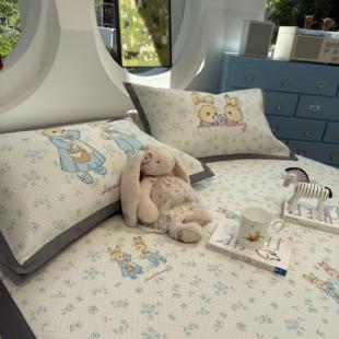 卡通数码印花凉感冰豆豆花纹兔兔凉席空调凉席床席三件套1.5m1.8