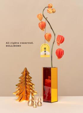 硕果富贵 灯笼果金黄发财花瓶仿真花摆件 开业珠宝店橱窗岛台装饰