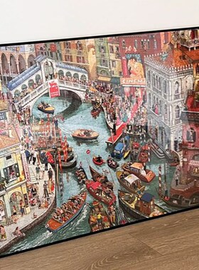 拥挤的运河2000片拼图框拼图裱框9769金属相框裱框框实木相框