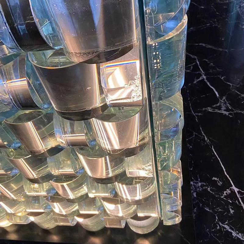 水晶砖定制尺寸颜色双面冰晶纹实心玻璃砖隔断墙打孔方形水晶砖