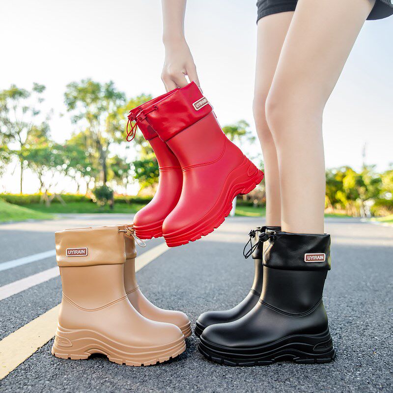 新款雨鞋女款时尚外穿成人雨靴防滑防水增高工作T胶鞋女生洋气水