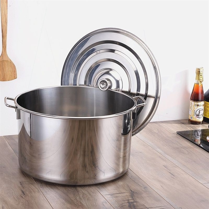 商用不锈钢桶带盖子不锈钢高锅加厚加深大汤锅大容量储水桶圆桶油