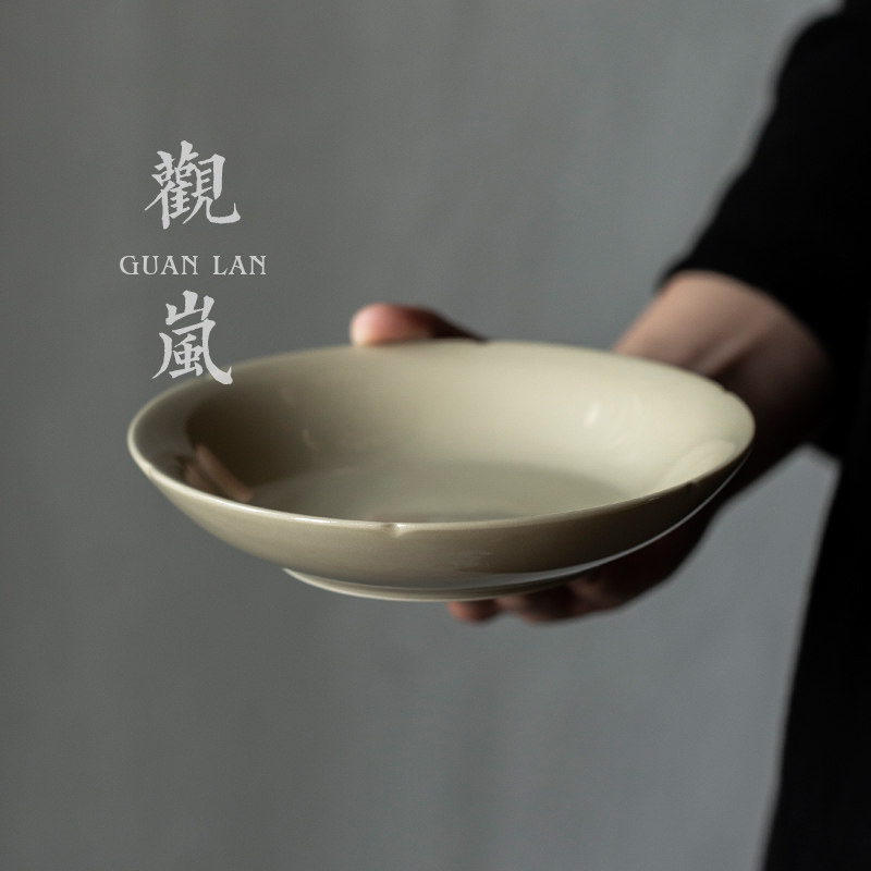 观岚草木灰花边壶承干泡盘功夫茶具中式小茶台茶盘陶瓷摆件养壶垫,餐饮具,茶盘,淘宝优惠券,粉丝福利购,淘宝优惠卷