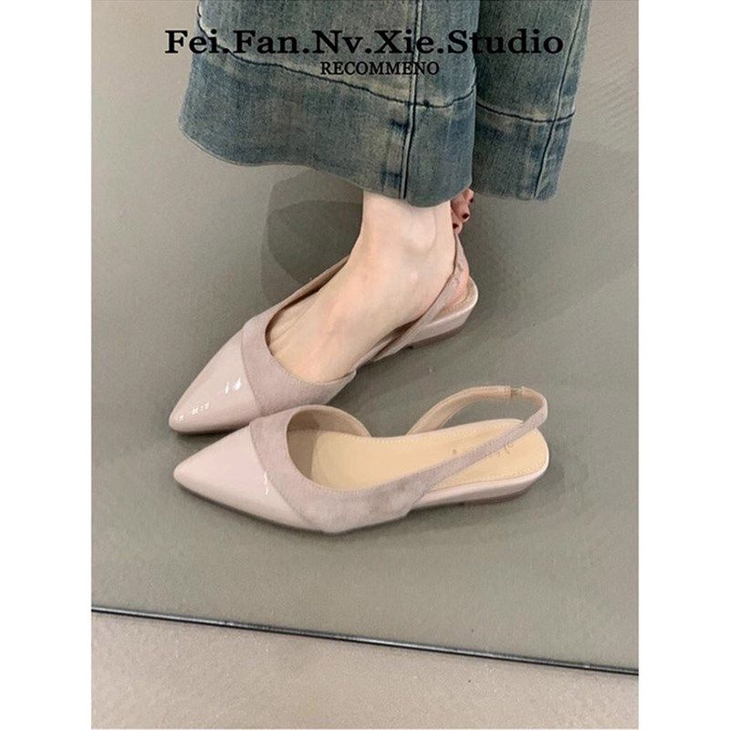法式百搭包头拖女2025春夏季新款气质尖头凉鞋通勤温柔风平底单鞋