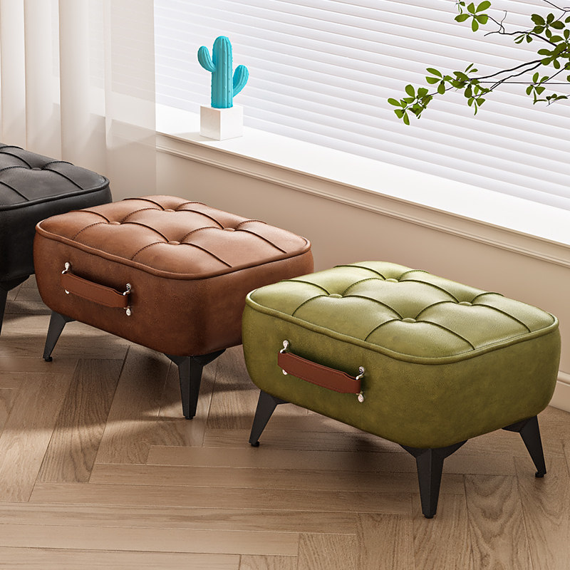 家用门口矮凳油蜡皮手提凳客厅沙发脚踏板凳茶几小凳子入户换鞋凳,住宅家具,矮凳,淘宝优惠券,粉丝福利购,淘宝优惠卷