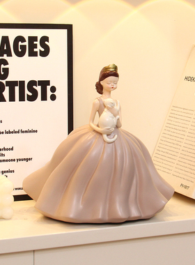 抱猫公主客厅桌面摆件卧室可爱女孩样板房软装家居装饰品女生礼物