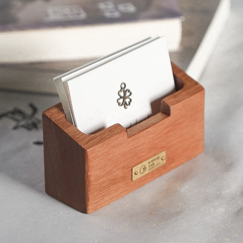 木质名片展示架大容量名片盒卡片架座可定制logo实木高档酒店民宿