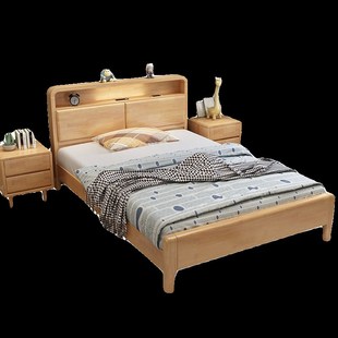 实木单人床1.2米小户型1米儿童床1.35 1.9原木高箱储物抽屉收纳床