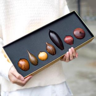 堂上燕平安喜乐七星高照实木小花瓶礼盒生日礼物客厅书房摆件礼物