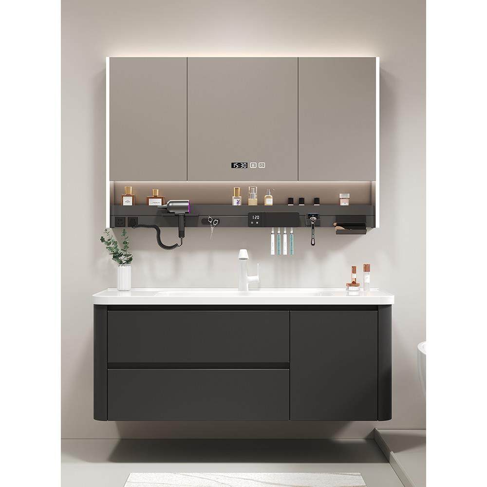 黑色304不锈钢浴室柜陶瓷集成盆浴室水槽浴室柜洗脸盆柜组合,家装主材,浴室柜组合,淘宝优惠券,粉丝福利购,淘宝优惠卷