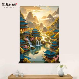 堂口山水画挂画佛堂仙道佛背景图暗堂堂单子风景挂画供奉堂单仙