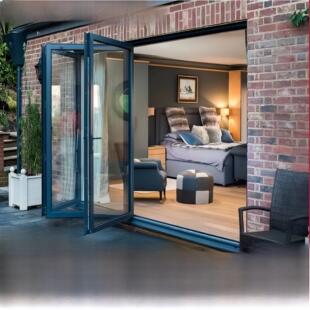 国家断桥重型折叠门钛镁铝合金玻璃店汽车美容洗车房车库玻璃门