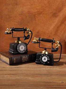 复古轻奢酒柜玄关电话机摆件创意家居客厅书柜橱窗陈列道具装饰品