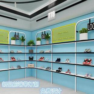 鞋店鞋架展示架童鞋店货架商场带灯货柜开店用的货架落店铺架子