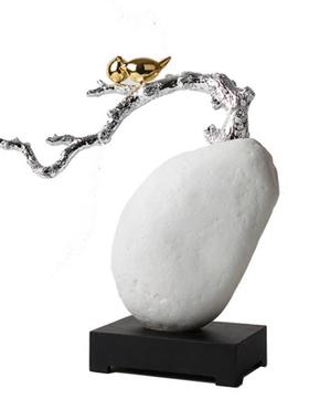 抽象树脂工艺品简约现代覆古创意饰品 客厅桌面装饰石头树枝摆件