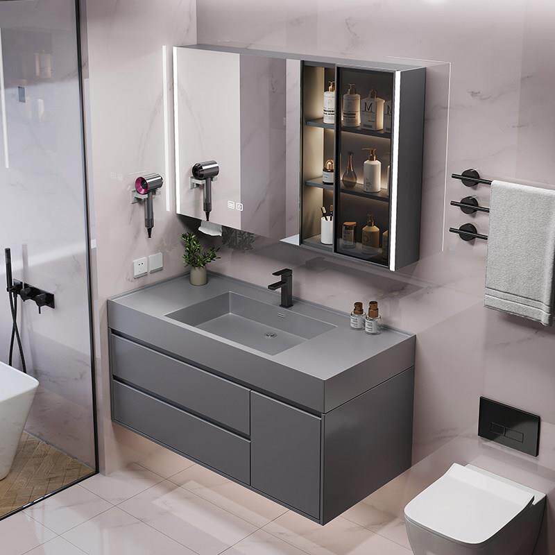 浴室柜纳米云岩石一体盆化妆室洗手盆柜组合定制岩板洗脸盆洗漱台