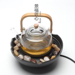 景福匠心电围炉煮茶器茶具玻璃茶壶茶杯果盘全套家用户外烧烤电炉